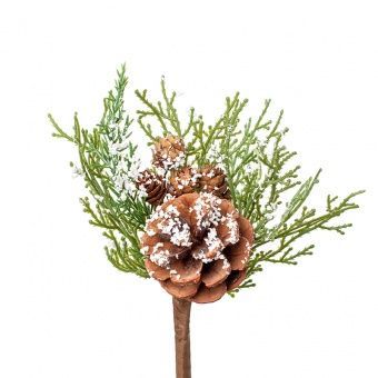 Вставка кедровая с шишками заснеженная, 15см фото в интернет-магазине Флоранж