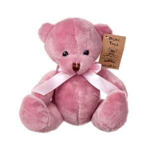 Игрушка м/н Медведь с бантом, 20см, темно-розовый