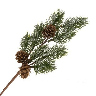 Ветка еловая с шишками искусственная, 28 см фото в интернет-магазине Флоранж