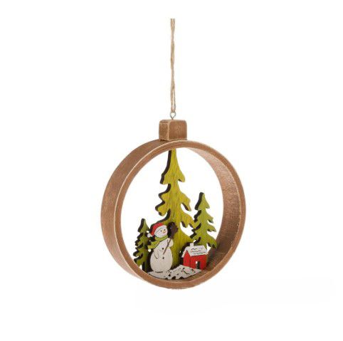 Елочное украшение "Снеговик" (дерево), 11см фото в интернет-магазине Флоранж