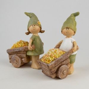 Сувенир Мальчик/Девочка (полирезин), H13,5х10,2х6,3см, зеленый