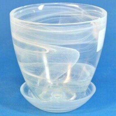 Горшок стеклянный, прозрачно-белый. 13х12см, 085л; Россия фото в интернет-магазине Флоранж