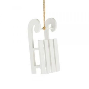 Елочное украшение "Сани", белый, 11см (дерево) 