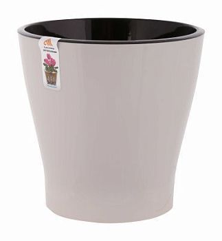 Горшок пластиковый Лея двойной с автополивом, бежевый, 21,5х21,5см, 5л; Россия