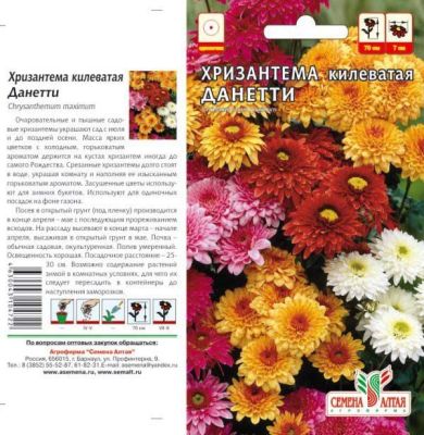 Хризантема Килеватая Данетти (цветной пакет) 0,3г; Семена Алтая фото в интернет-магазине Флоранж