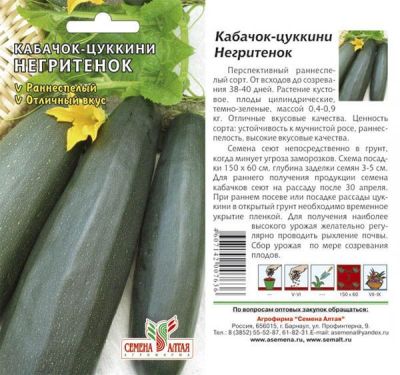 Кабачок Негритенок-Цуккини (цветной пакет) 2г; Семена Алтая фото в интернет-магазине Флоранж