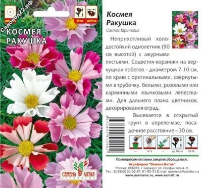 Космея Ракушка (цветной пакет) 0,5г; Семена Алтая фото в интернет-магазине Флоранж