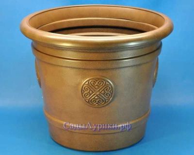 Кашпо пластиковое Medallion, коричневое, 61х49см, 80л; Польша фото в интернет-магазине Флоранж