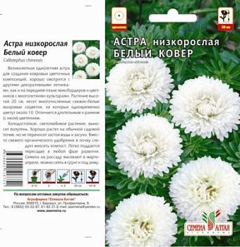 Астра Белый Ковер (цветной пакет) 0,1г; Семена Алтая