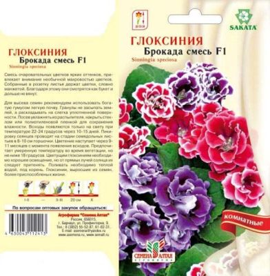 Глоксиния Брокада Смесь F1 (цветной пакет) 8шт; Семена Алтая фото в интернет-магазине Флоранж