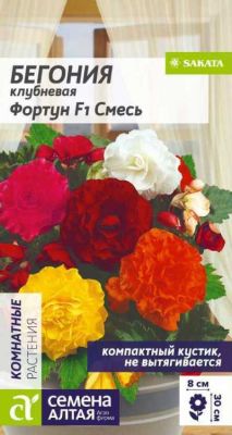 Бегония клубневая Фортуна F1 Смесь окрасок (цветной пакет) 5шт; Семена Алтая фото в интернет-магазине Флоранж