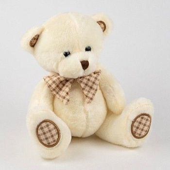 Игрушка м/н Медведь с бантом (клетка), 20см, кремовый
