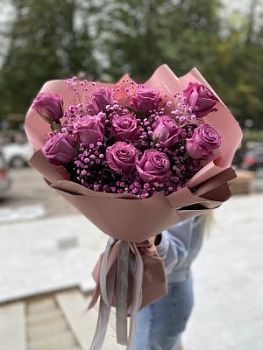 Букет розовых роз 11 шт.