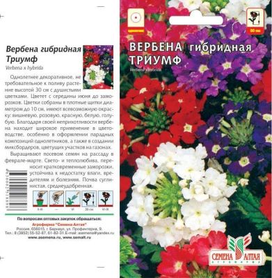 Вербена Триумф (цветной пакет) 0,1г; Семена Алтая фото в интернет-магазине Флоранж
